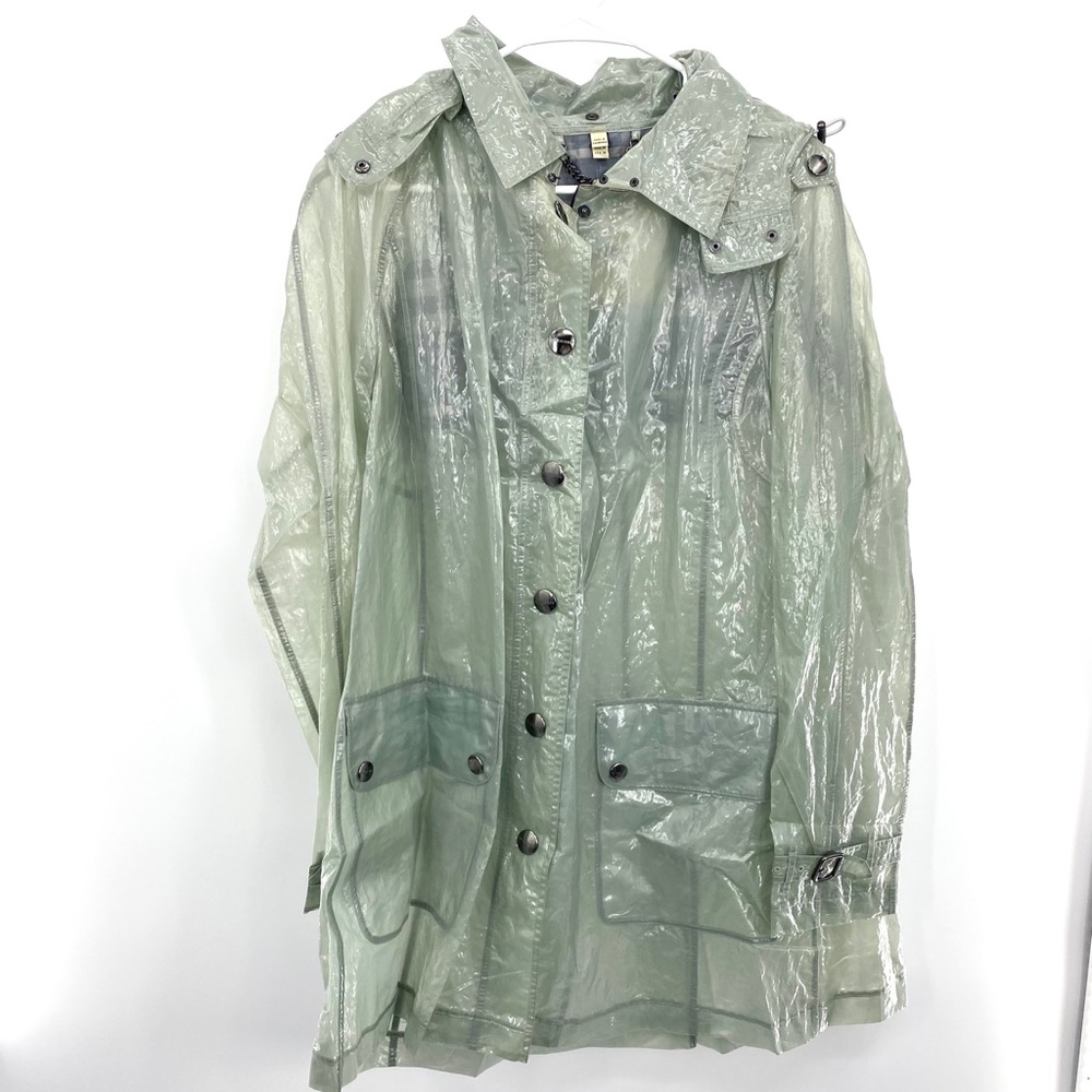 Burberry London Button Up Hooded Rain Coat Size 14